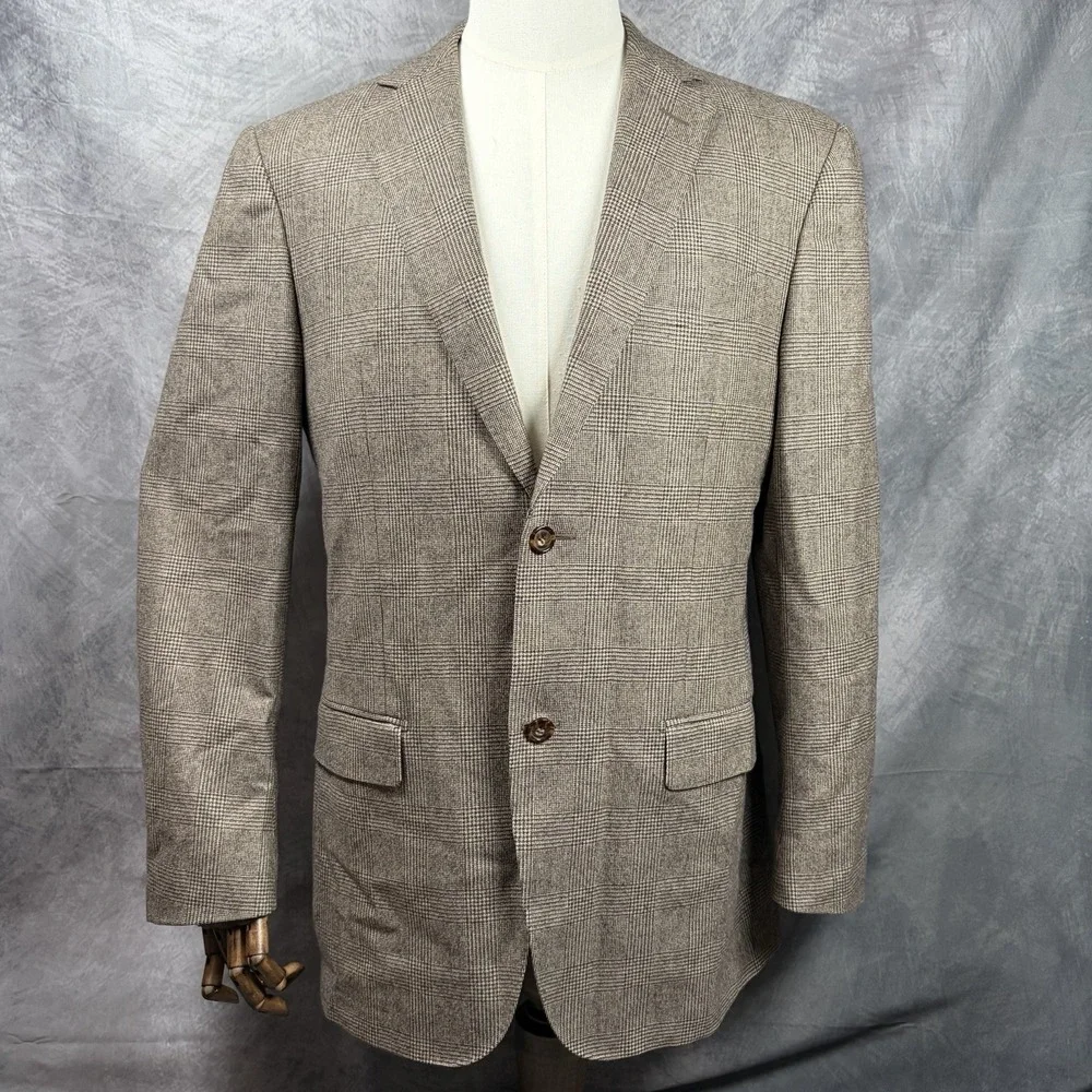 Suit Supply Windowpane Houndstooth Cashmere Wool Blend Unstructured Blazer 40L